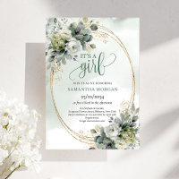 Invitation Regard Bébé Fille avec un Effet Aquarel