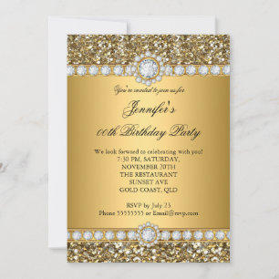 Invitation Regard élégant avec paillettes dorées et garniture
