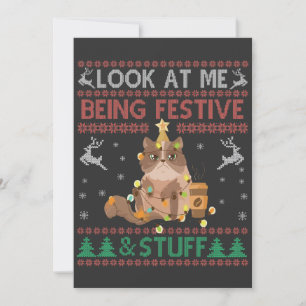 Invitation Regarde Moi Être Festif & Chose Chat De Noël Moche