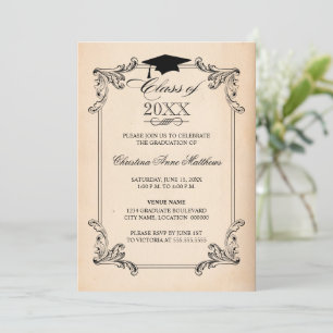 Invitation Regarder le papier vintage et la graduation de l'o