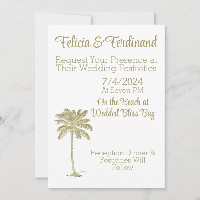 Invitation Regarder vintage Cocout Palm Tree Beach Mariage (Devant)