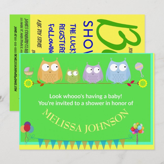 Invitation Regardez l'invitation d'art de douche de bébé chou (Devant / Derrière)