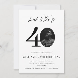 Invitation Regardez qui a 40 ans Anniversaire Moderne Simple 