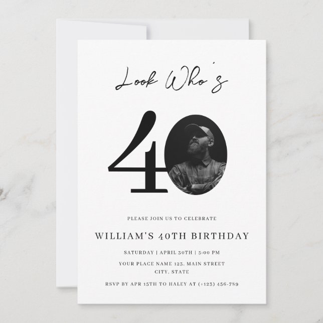 Invitation Regardez qui a 40 ans Anniversaire Moderne Simple  (Devant)