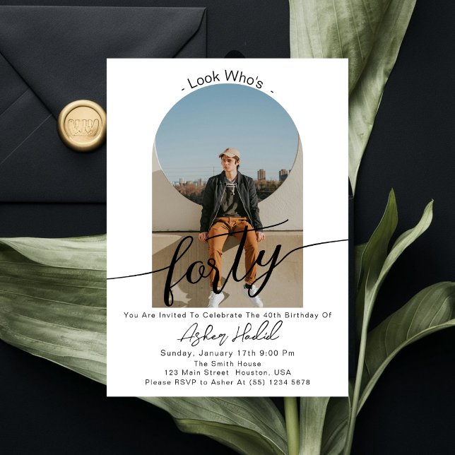 Invitation Regardez qui a 40 ans Fête d'anniversaire simple e (Créateur téléchargé)