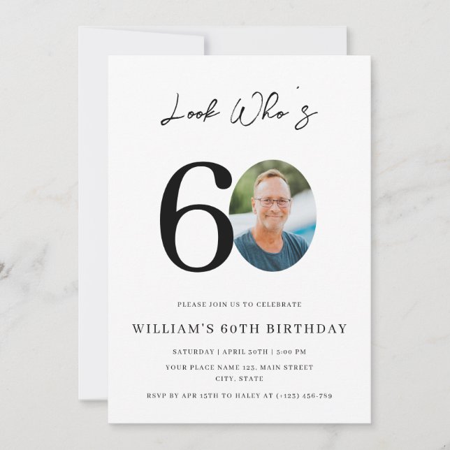 Invitation Regardez Qui a 60 ans Anniversaire Moderne Simple  (Devant)