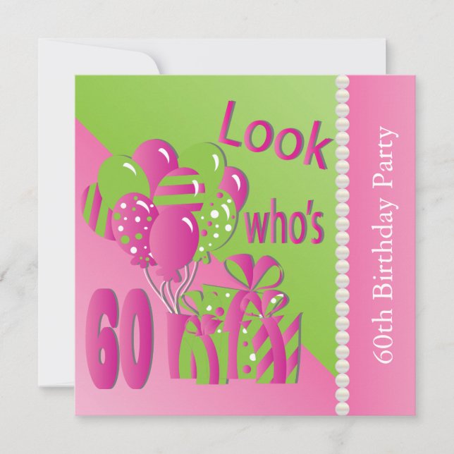 Invitation Regardez qui a 60 ans en rose - 60e anniversaire (Devant)