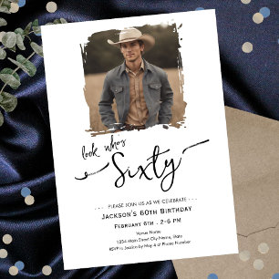 Invitation Regardez qui a 60 ans, photo minimale d'anniversai