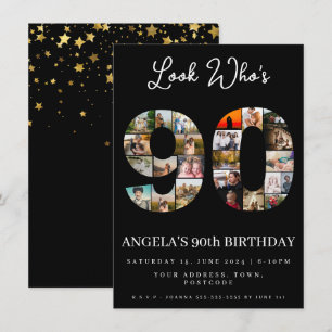 Invitation regardez qui a 90 ans Collage de photos personnali
