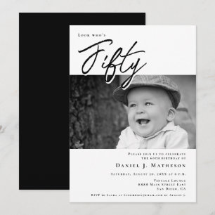 Invitation Regardez qui a cinquante ans Photo drôle de bébé p