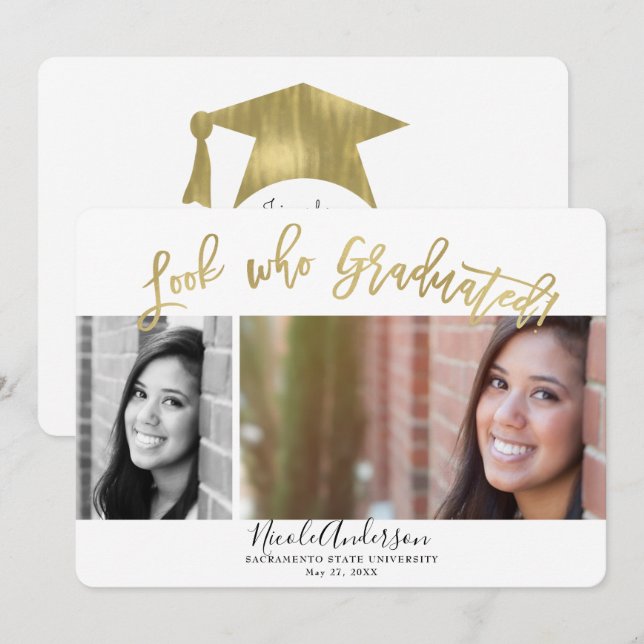 Invitation Regardez qui a obtenu son diplôme Cérémonie de rem (Devant / Derrière)