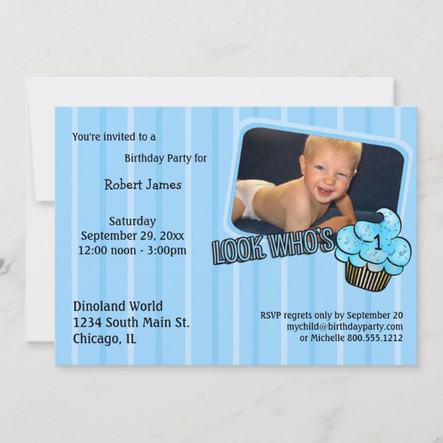 Invitation Regardez Qui A Un Anniversaire Turquoise ! (Devant)