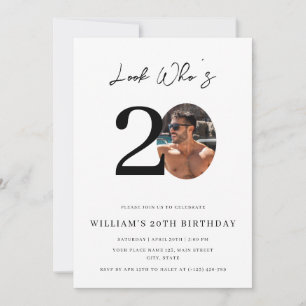 Invitation Regardez qui est 20 Anniversaire Photo simple mode