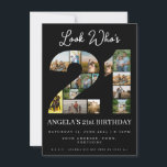Invitation Regardez qui est 21 Photo Collage signe 21e annive<br><div class="desc">Invitation aimait ceux qui fêtaient une étape spéciale avec notre 21e anniversaire Photo Collage Invitation de The Arty Apples. Parfait pour une grand-mère, un grand-père, un mari, une femme ou un anniversaire d'étape pour toute personne spéciale, cette invitation présente un magnifique collage de photos chères sur un arrière - plan...</div>