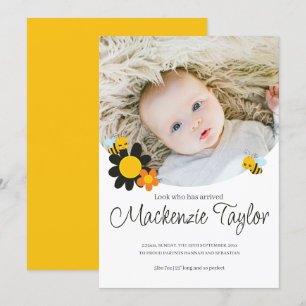 Invitation Regardez qui est ici Nouveau bébé abeille thème Fa