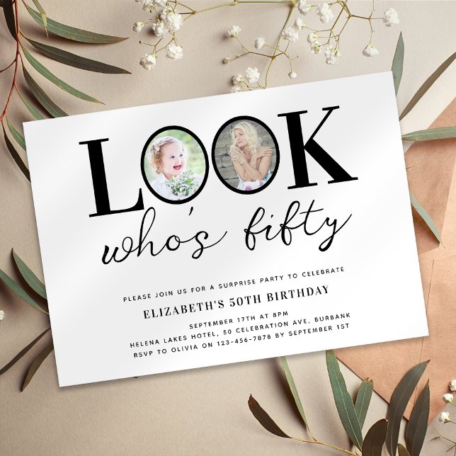 Invitation Regardez qui est la Cinquante Photo 50e fête d'ann (Créateur téléchargé)