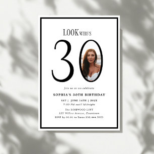 Invitation Regardez qui est trente photo minimale 30e anniver