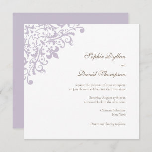 Invitation Régence Française Purple Fleur de Lis Carré Motif