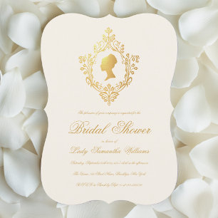 Invitation Régence Ivoire Faux Or Crête Ornementale Fête de M
