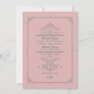 Invitation Régence vintage Mariage Organisé Enregistrer Les D
