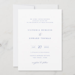 Invitation Regency Blue Floral Mariage officiel