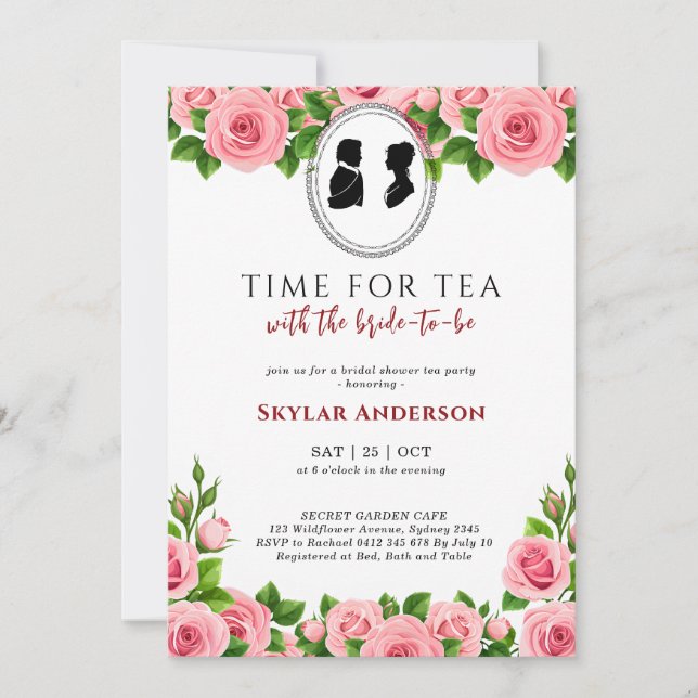 Invitation Regency Floral Tea Party douche nuptiale (Devant)