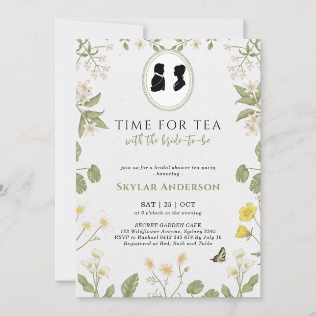 Invitation Regency Floral Tea Party douche nuptiale (Devant)