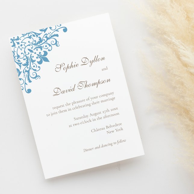 Invitation Regency French Blue Fleur de Lis Motif (Créateur téléchargé)