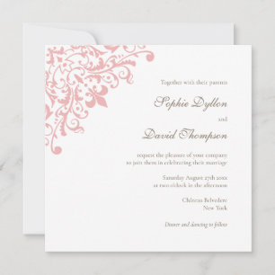 Invitation Regency rose Fleur de Lis Carré