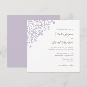 Invitation Regency violet de France Fleur de Lis Carré