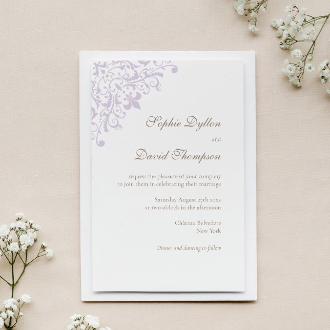Invitation Regency violet de France Fleur de Lis Motif (Créateur téléchargé)