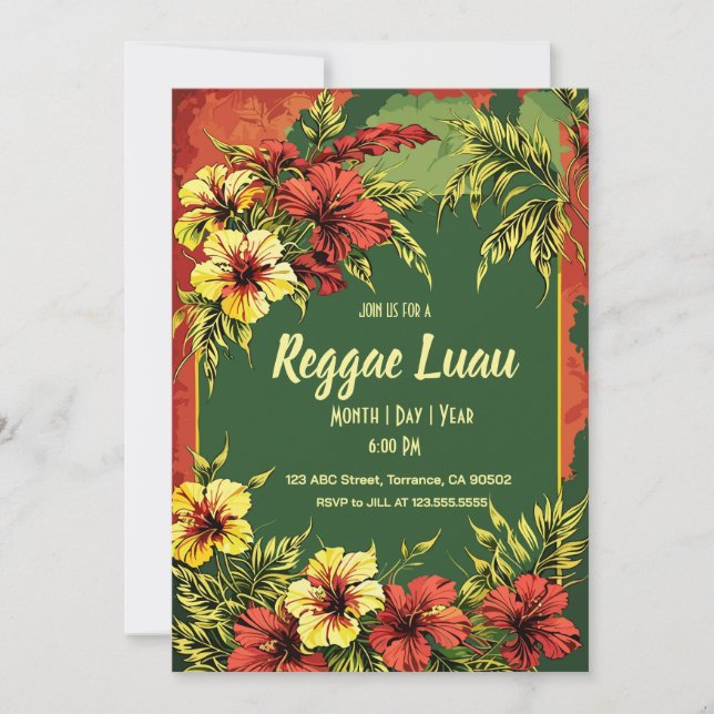 Invitation Reggae Luau (Devant)