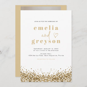Invitation REGINA Glam Yellow Gold Sequins Disco Mariage