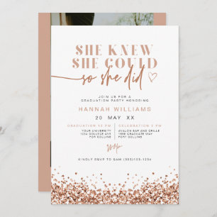 Invitation REGINA Rose Parties scintillant Or Elle L'A Fait G