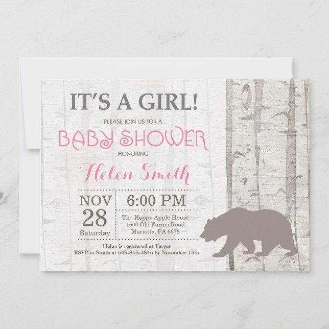 Invitation Région boisée rustique d'invitation de baby shower (Devant)