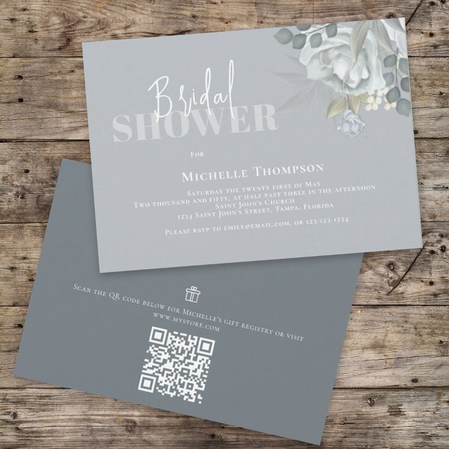 Invitation Registre cadeau de code QR simple Fête des mariées (Créateur téléchargé)