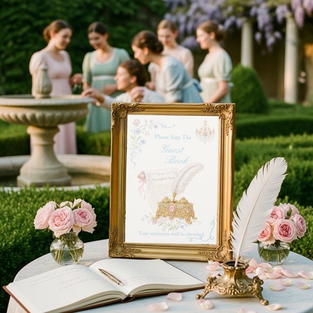Invitation Registre de luxe d'inspiration florale de l'époque (Fancy Floral Regency Era Guest Book Sign)