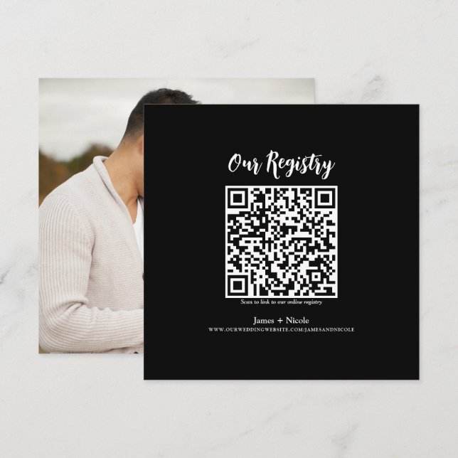 Invitation Registre de Mariage numérisable de code QR minimal (Devant / Derrière)