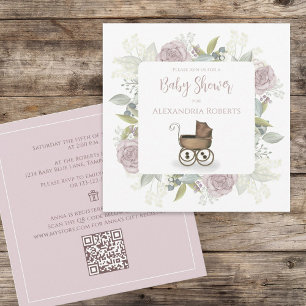 Invitation Registre Floral Vintage rose Floral Cadeau QR Code