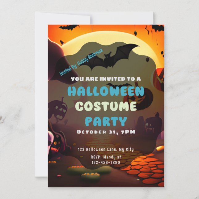 Invitation Réglage des lanternes Jack-O' de Sun Bats Hallowee (Devant)