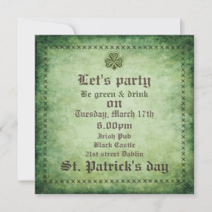 Invitation Regroupement vintage shamrock irlandais Saint Patr