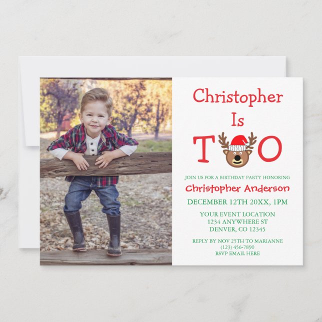 Invitation Reindeer 2e anniversaire (Devant)