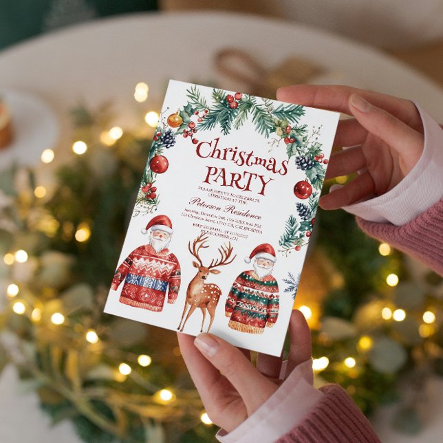 Invitation Reindeer et Père Noël Christmas Party (Créateur téléchargé)