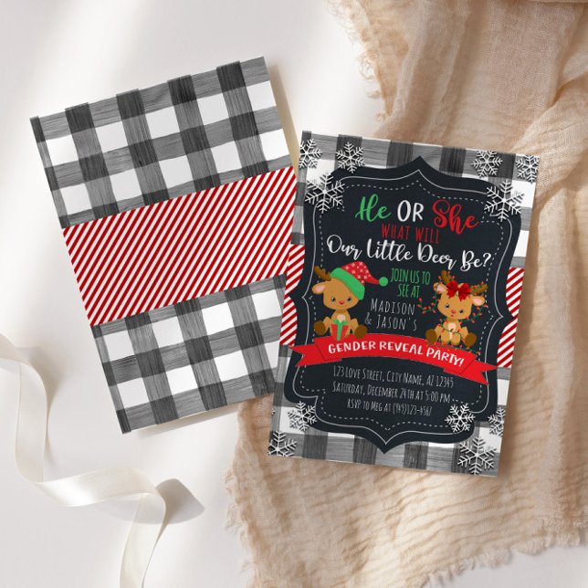 Invitation Reindeer Genre Révéler Noël Baby Party (Créateur téléchargé)