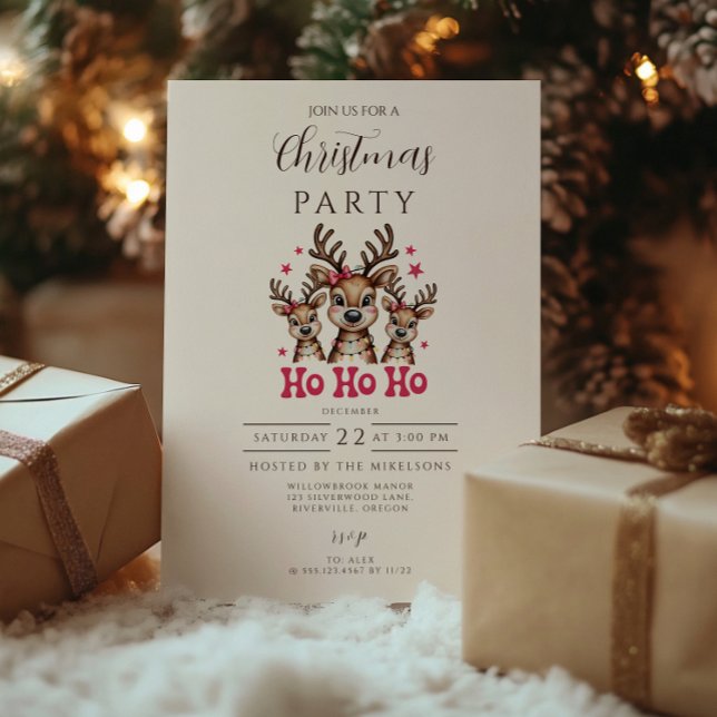 Invitation Reindeer Ho Ho Ho Christmas (Créateur téléchargé)
