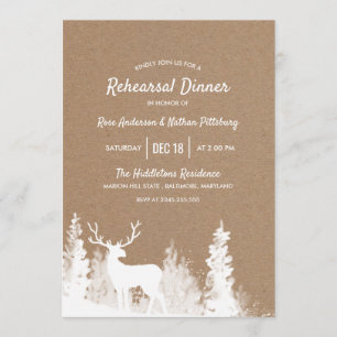 Invitation Reindeer Papier Kraft Dîner de répétition de Noël