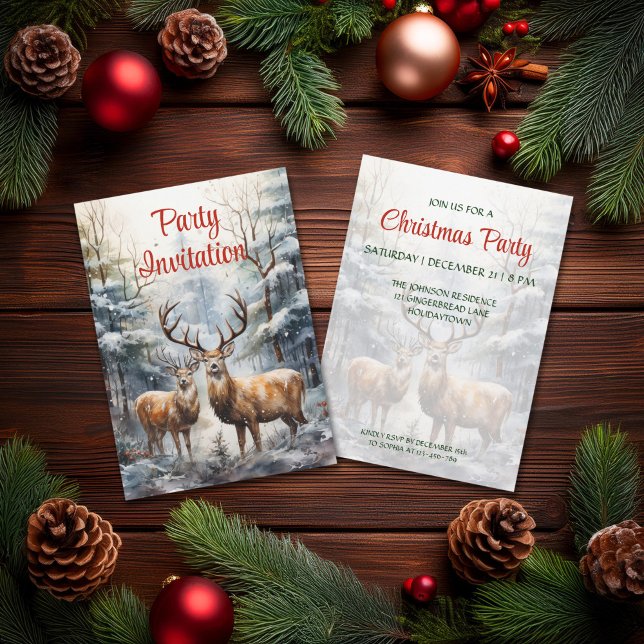 Invitation Reinder en hiver Wonderland Noël Party (Créateur téléchargé)