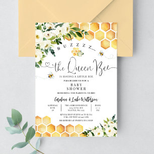Invitation Reine Abeille Fête de Bébé Genre Neutre Mama To Be