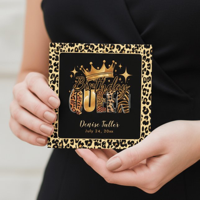 Invitation Reine d'anniversaire fun léopard Soixantième anniv (Créateur téléchargé)