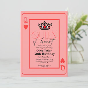 Invitation Reine de coeur fête d'anniversaire